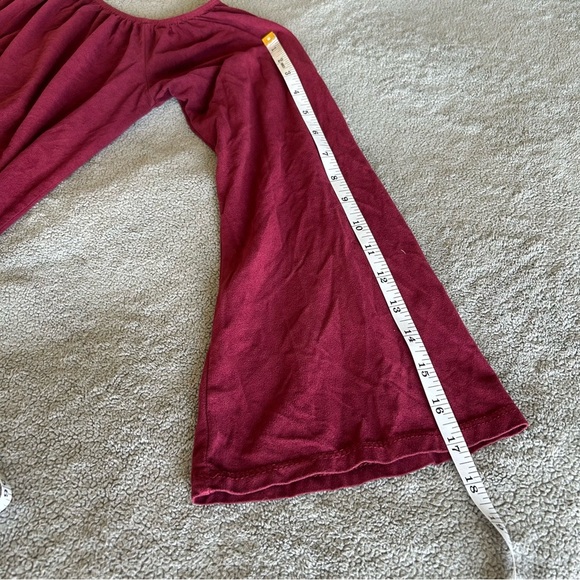 Charlotte Russe Red Burgundy Wine Embellished Long Bell Sleeve Cropped Blouse - Picture 5 of 7